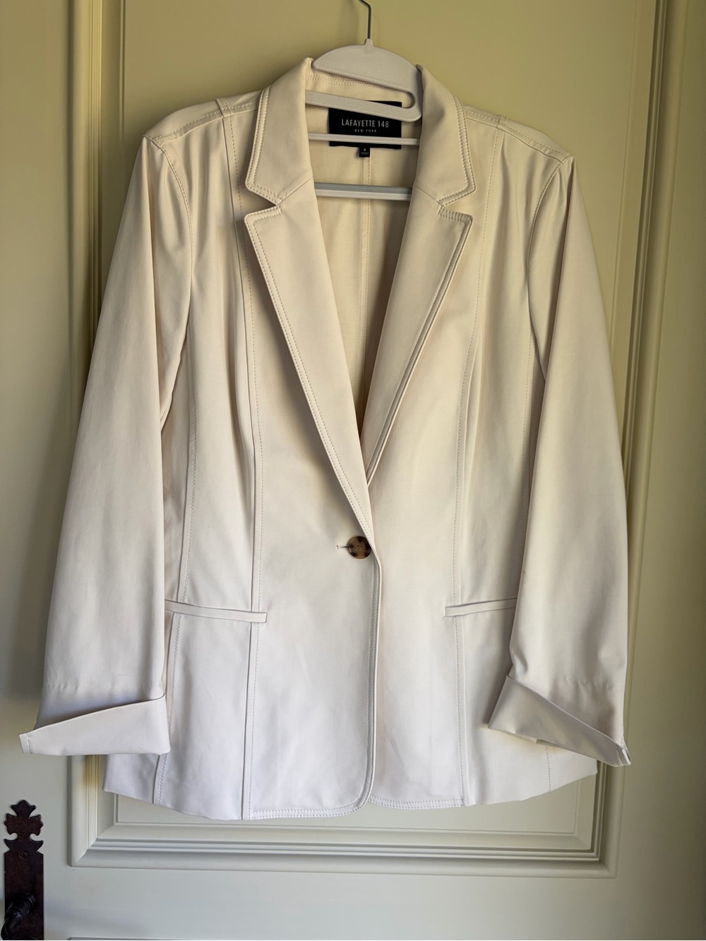 Lafayette 148 New York Ivory Single-Button Blazer, Raffia (ivory) like new.